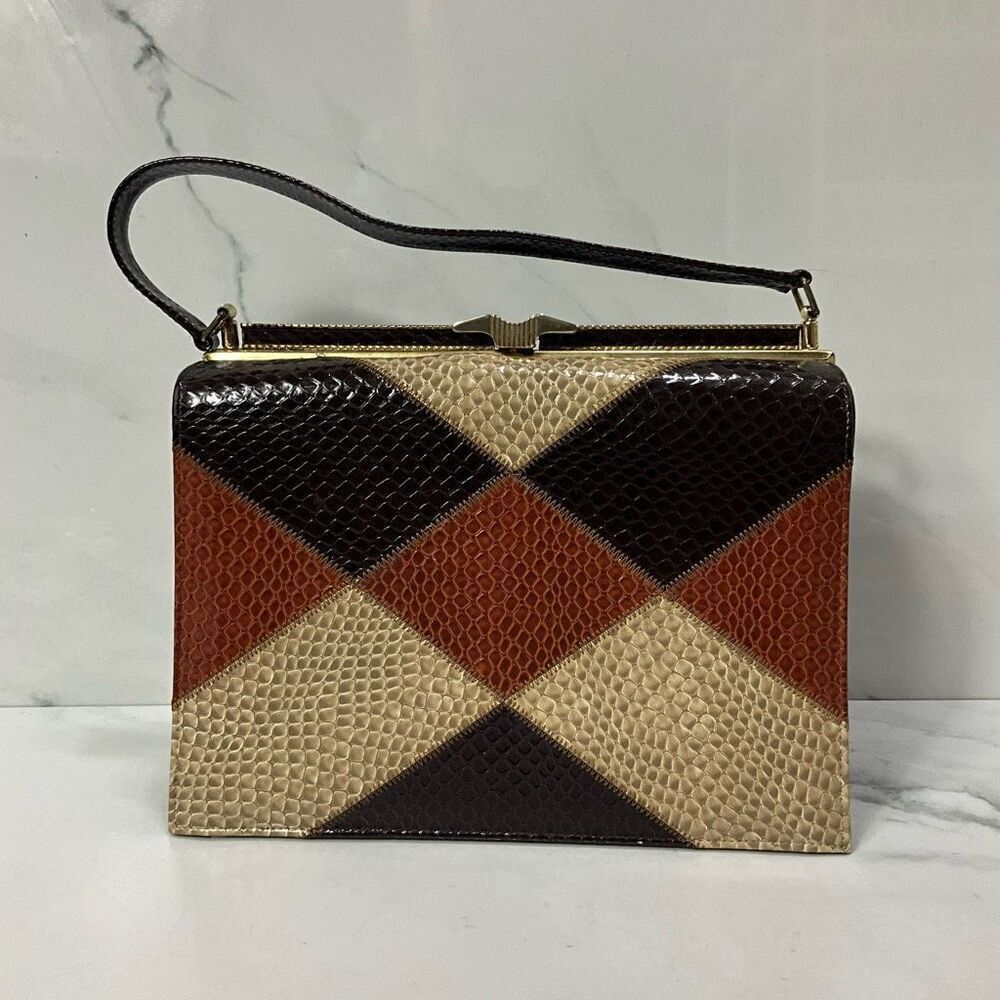VINTAGE 60’s Leather Faux Snakeskin An Air Step Handbag